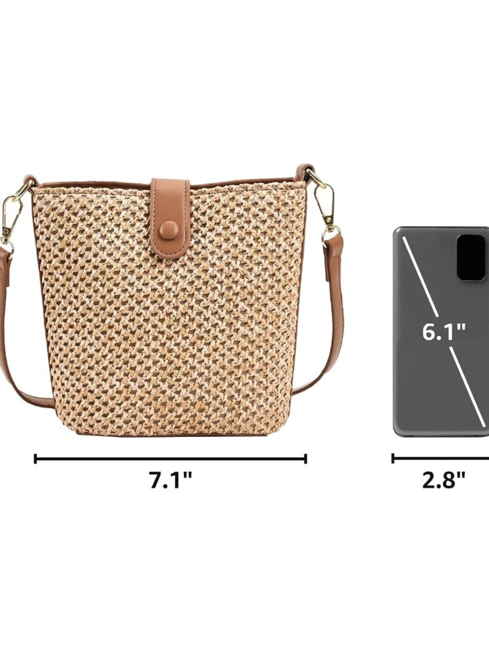 Straw Beach Bags For Women Rattan Purse Summer Straw Cross-body Bag Raffia Handb - Picture 3 of 9